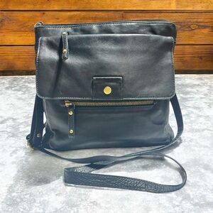 MARCO AVANE Italy Genuine Soft Leather Bag Shoulder Crossbody Purse Tote Black